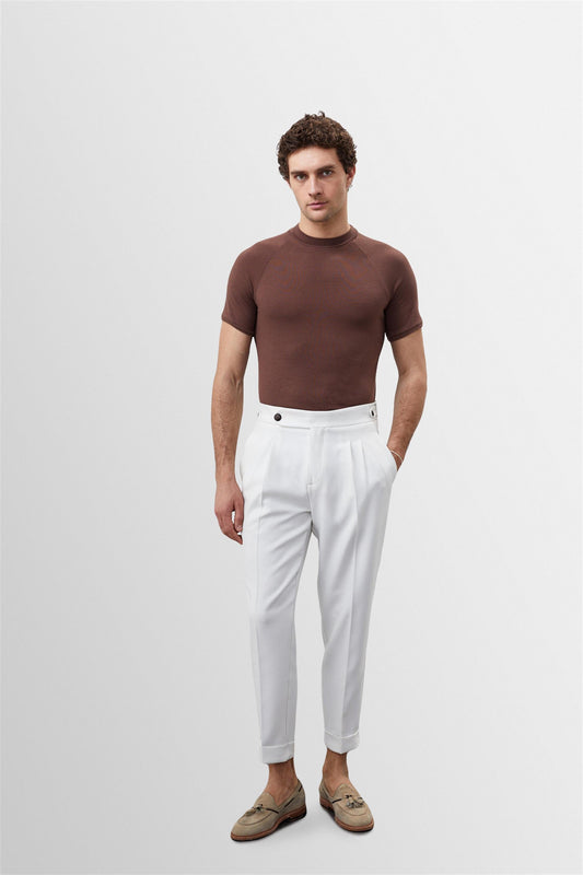 Men's Brown Slim Fit Crew Neck T-Shirt