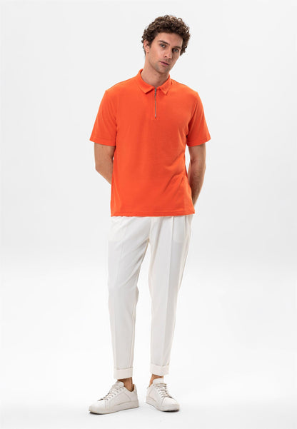 KOALA SYDNEY Men's Salmon Polo Neck Zippered T-Shirt