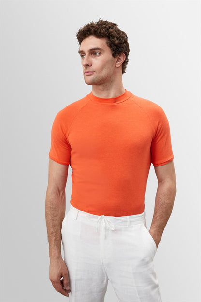 Men's Salmon Slim Fit Crew Neck T-Shirt