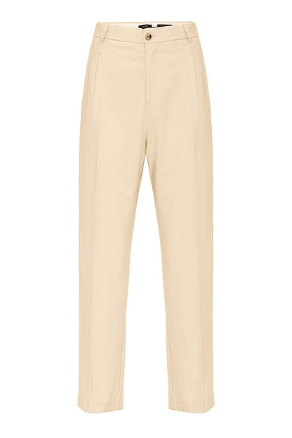 Men's Stone High-Waist Pleated Relaxed Fit Pants