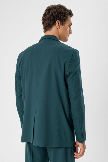 KOALA SYDNEY Men's Green Single Button Closure Slim Fit Jacket