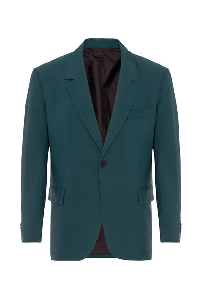 KOALA SYDNEY Men's Green Single Button Closure Slim Fit Jacket