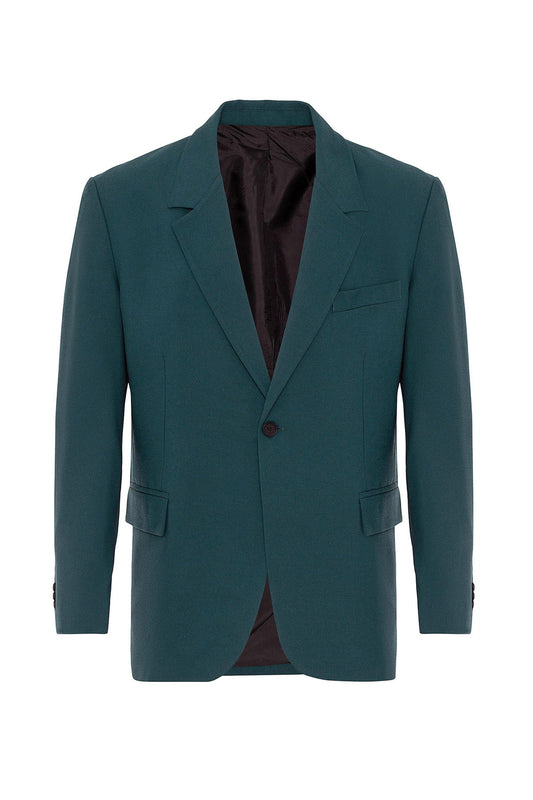 KOALA SYDNEY Men's Green Single Button Closure Slim Fit Jacket