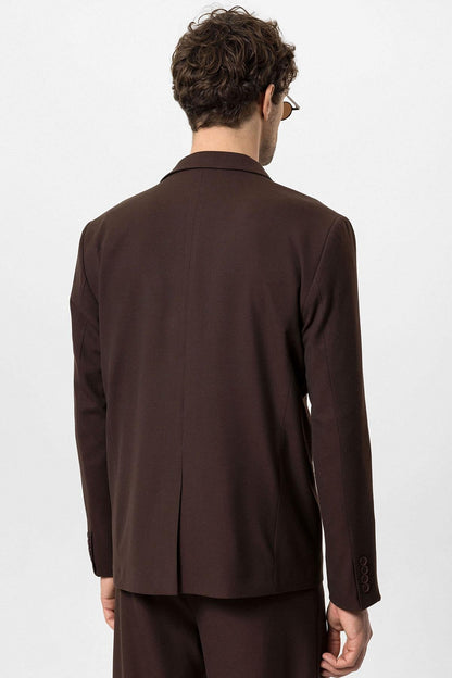 Men's Brown Single-Button Double-Breasted Blazer