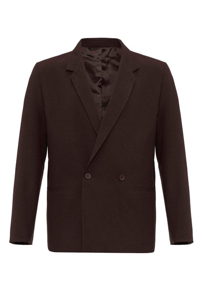 Men's Brown Single-Button Double-Breasted Blazer