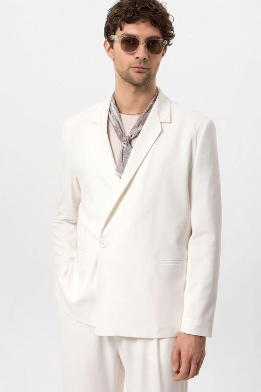 KOALA SYDNEY Men's Ecru Single-Button Double-Breasted Blazer