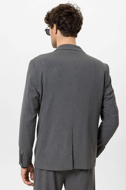 Men's Grey Single-Button Double-Breasted Blazer