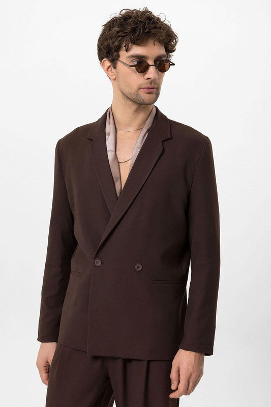 KOALA SYDNEY Men's Brown Single-Button Double-Breasted Blazer