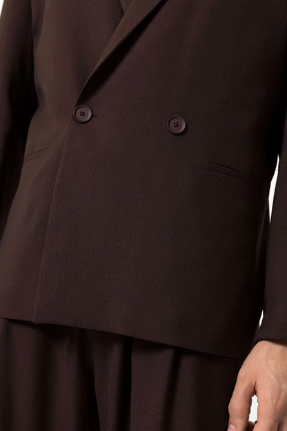 Men's Brown Single-Button Double-Breasted Blazer