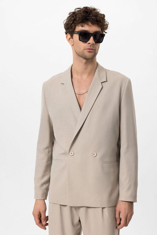 KOALA SYDNEY Men's Stone Single-Button Double-Breasted Blazer
