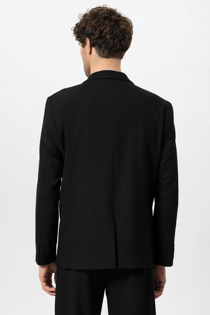 Men's Black Single-Button Double-Breasted Blazer