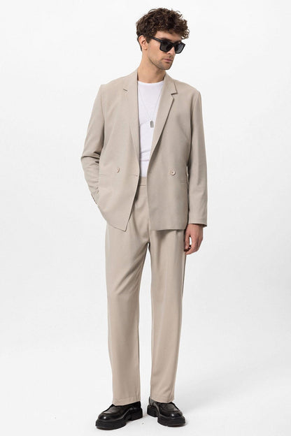 Men's Stone Single-Button Double-Breasted Blazer