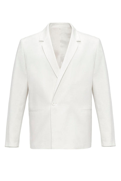Men's Ecru Single-Button Double-Breasted Blazer