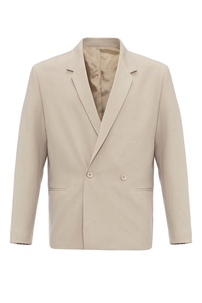 Men's Stone Single-Button Double-Breasted Blazer