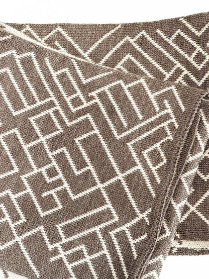 Brown Geometric Patterned Knit Scarf