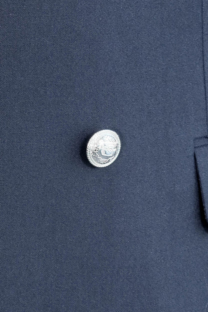 Slim Fit Double-Breasted Navy Men’s Suit with Silver-Tone Metal Buttons – Wessi