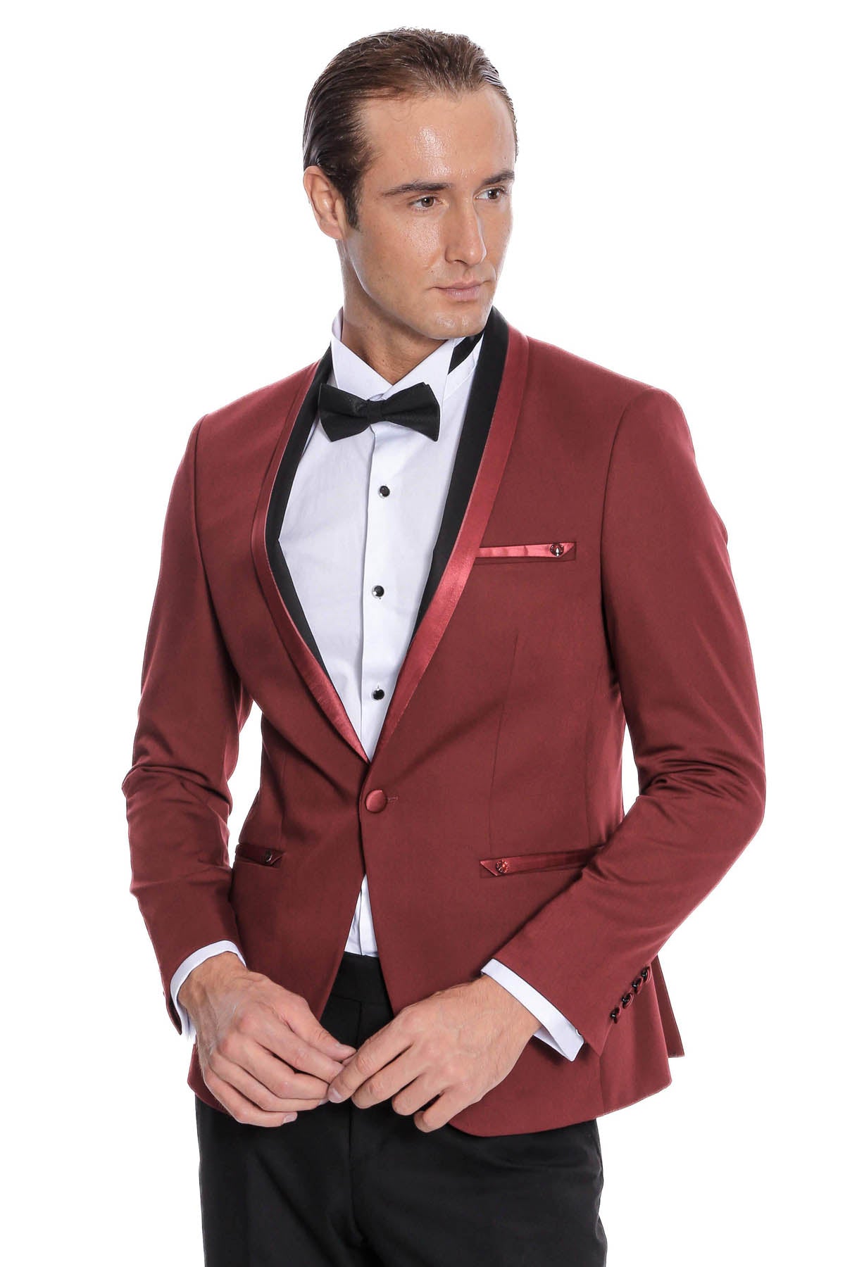 KOALA SYDNEY  Shawl Lapel Burgundy Tuxedo Suit |