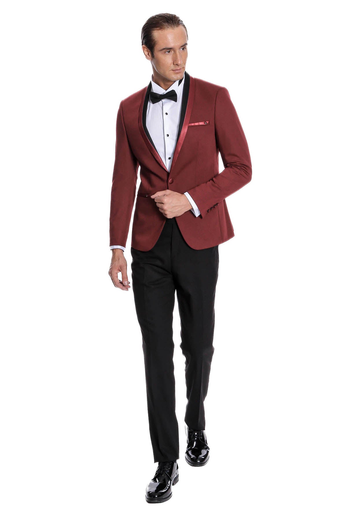 KOALA SYDNEY  Shawl Lapel Burgundy Tuxedo Suit |