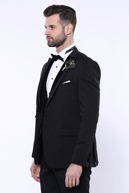 KOALA SYDNEY Velvet Collar Patterned Black Tuxedo