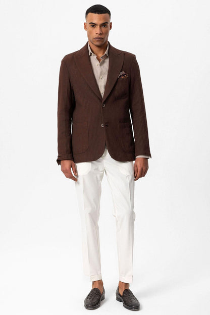 Men's Brown Pocketed Plain Blazer Jacket