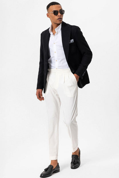 Men's Black Pocketed Plain Blazer Jacket