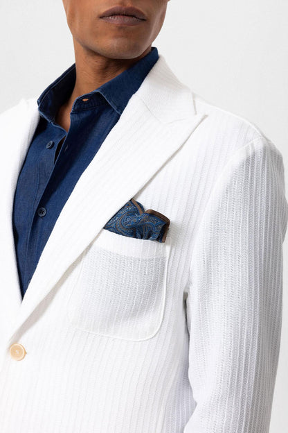KOALA SYDNEY  Men's Ecru Pocketed Plain Blazer Jacket -