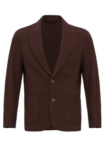 Men's Brown Pocketed Plain Blazer Jacket