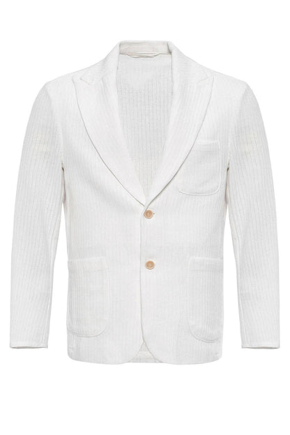 KOALA SYDNEY  Men's Ecru Pocketed Plain Blazer Jacket -