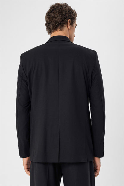 KOALA SYDNEY  Men's Black Double Breasted Blazer Jacket with Bag Pocket -