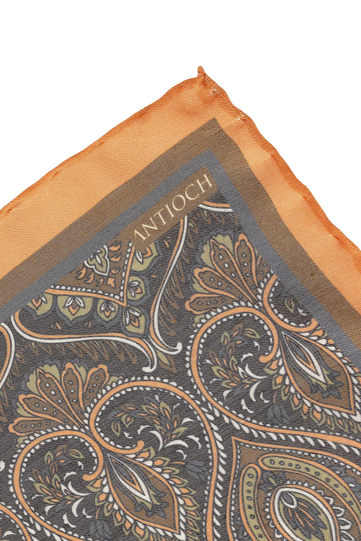 Men's Orange Patterned Scarf