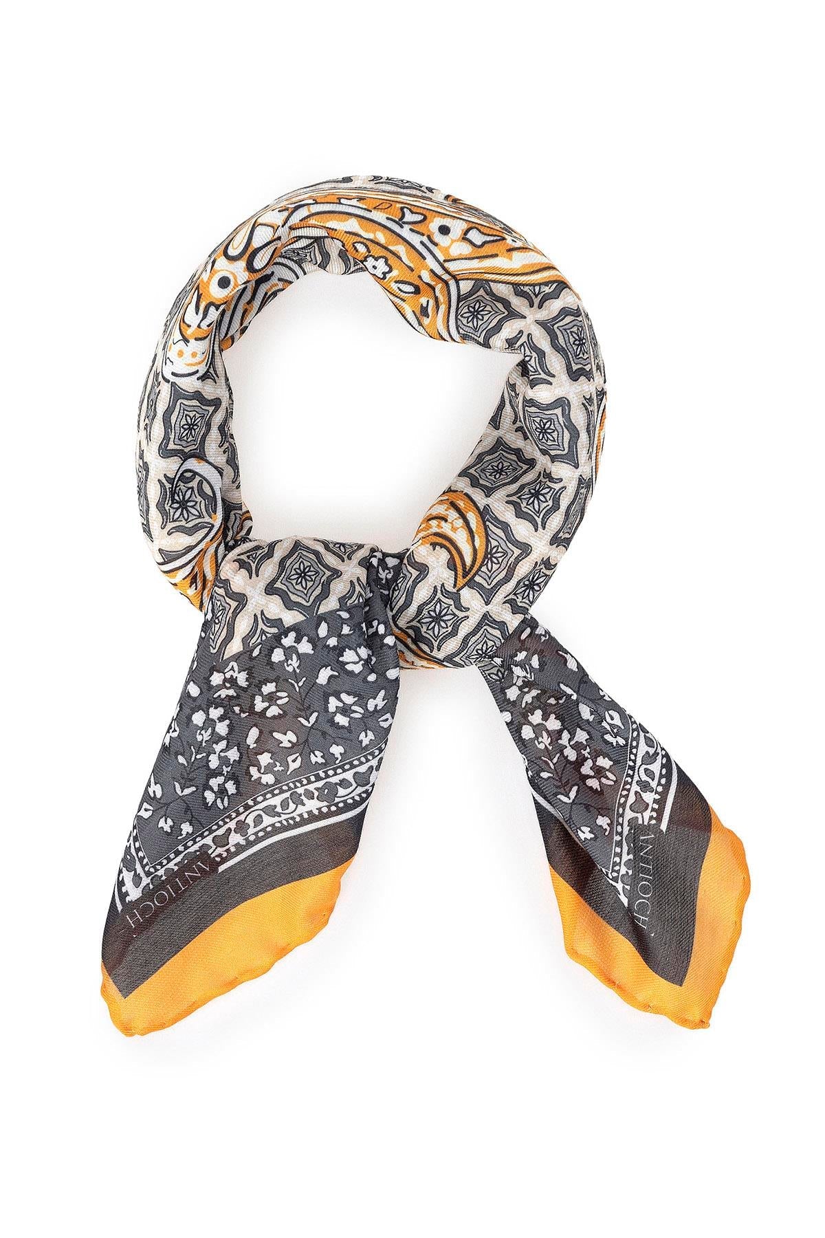 Men's Orange Ethnic Patterned Scarf