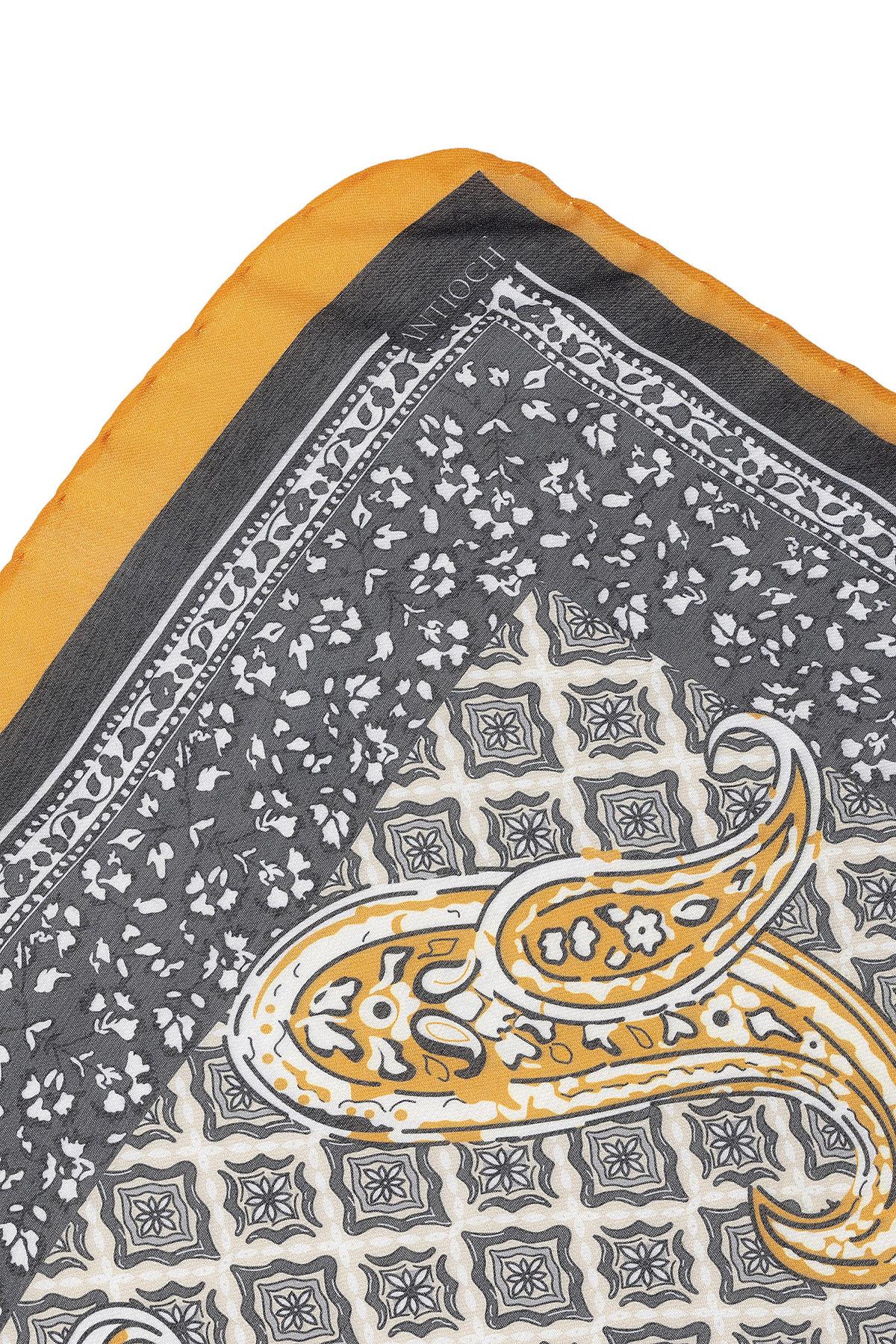 Men's Orange Ethnic Patterned Scarf