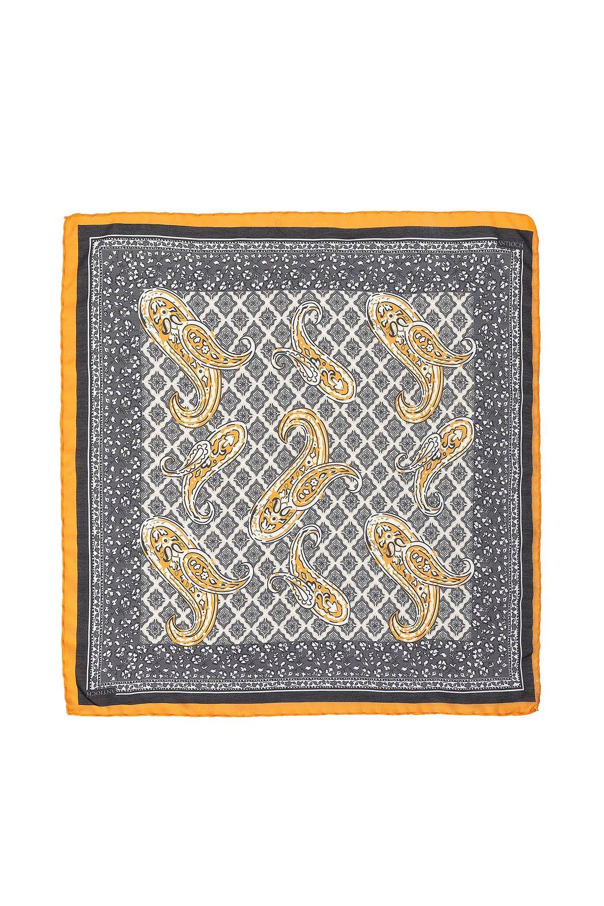 Men's Orange Ethnic Patterned Scarf