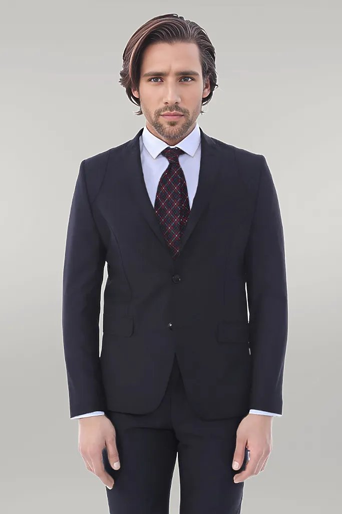 Two Piece Slim Fit Black Men Suit