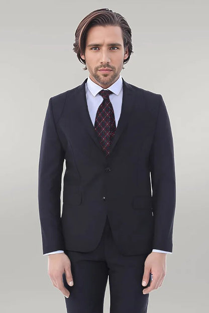 Two Piece Slim Fit Black Men Suit