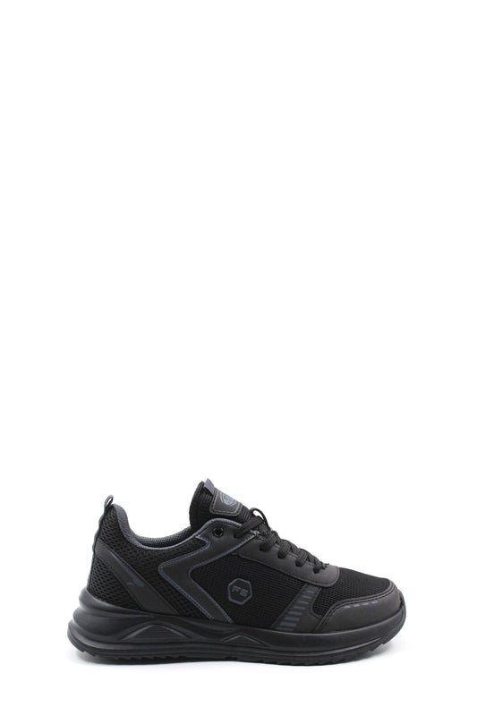 Men's Black Mesh Athletic Sneakers with Cushioned Sole