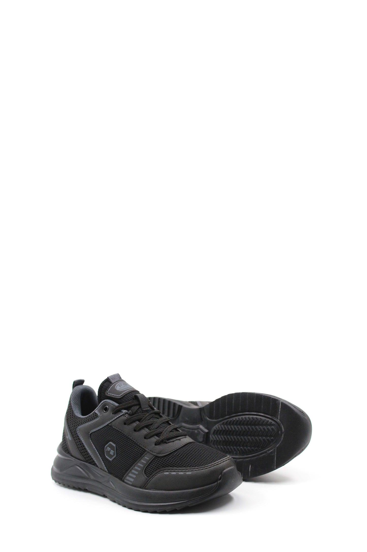 Men's Black Mesh Athletic Sneakers with Cushioned Sole