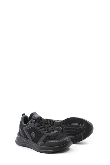 Men's Black Mesh Athletic Sneakers with Cushioned Sole