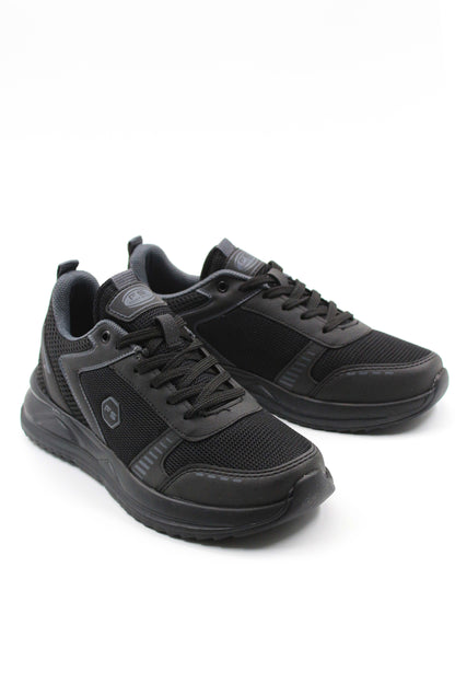 Men's Black Mesh Athletic Sneakers with Cushioned Sole