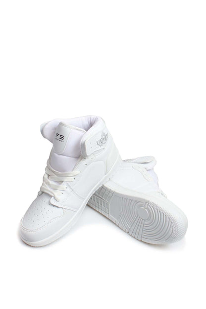 Men's All-White High-Top Sneakers with Minimalist Design