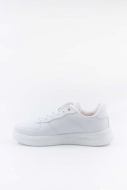 Men's All-White Leather Low-Top Sneakers with Perforated Details