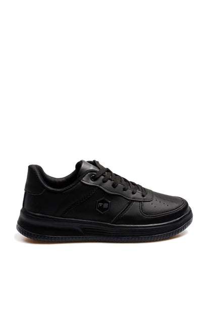 KOALA SYDNEY  Men's Black Leather Low-Top Sneakers with Perforated Design -