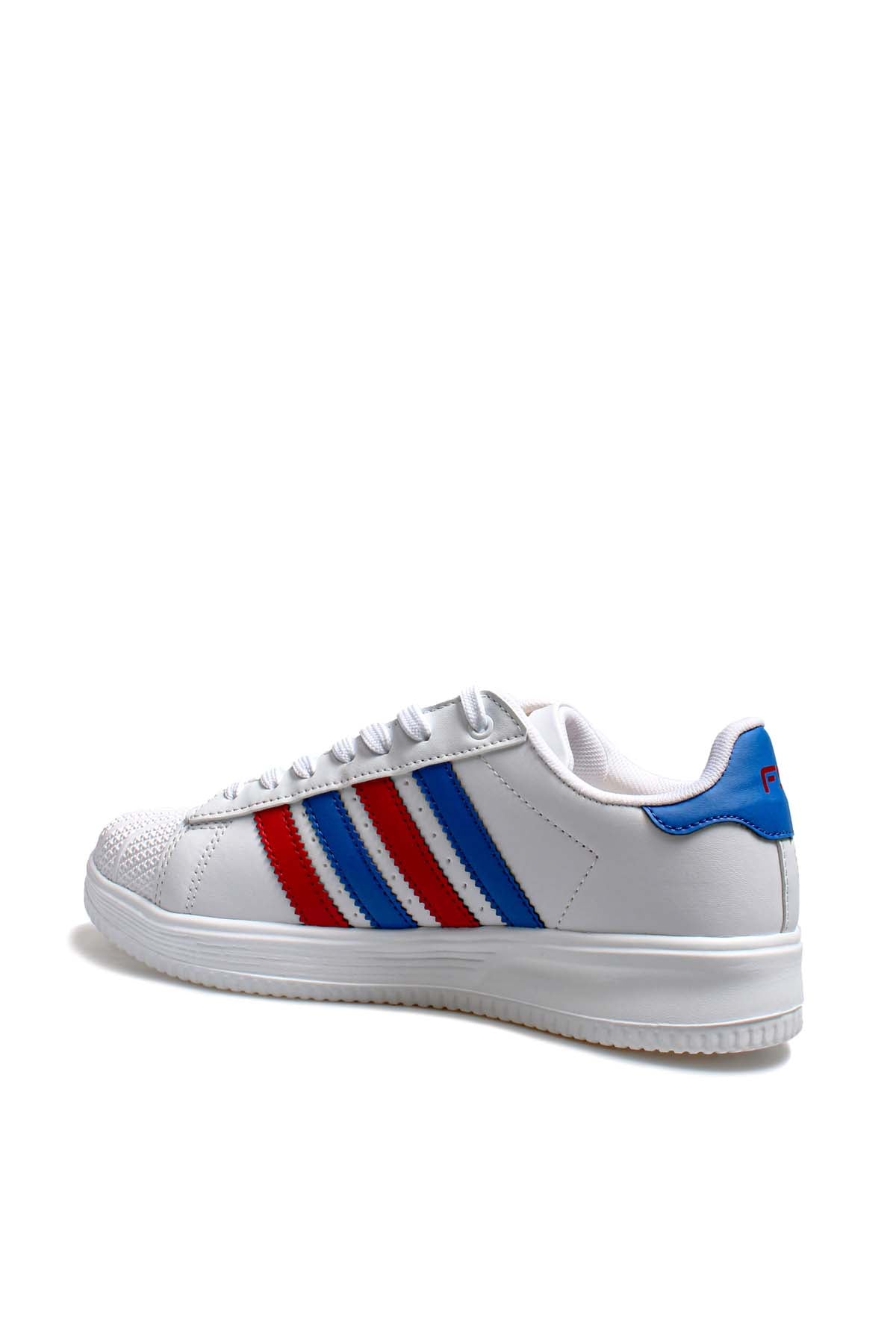 KOALA SYDNEY Men's White Leather Sneakers with Patriotic Stripe Details