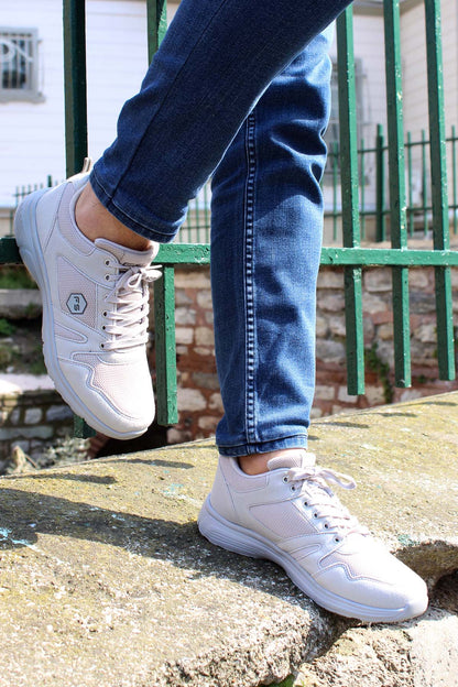 Men's Light Gray Athletic Sneakers with Breathable Mesh