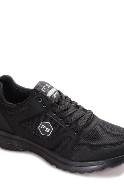 Men's All-Black Athletic Sneakers with Mesh Panels