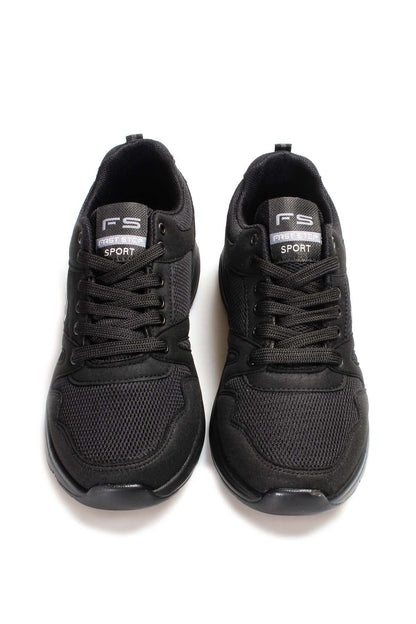Men's All-Black Athletic Sneakers with Mesh Panels