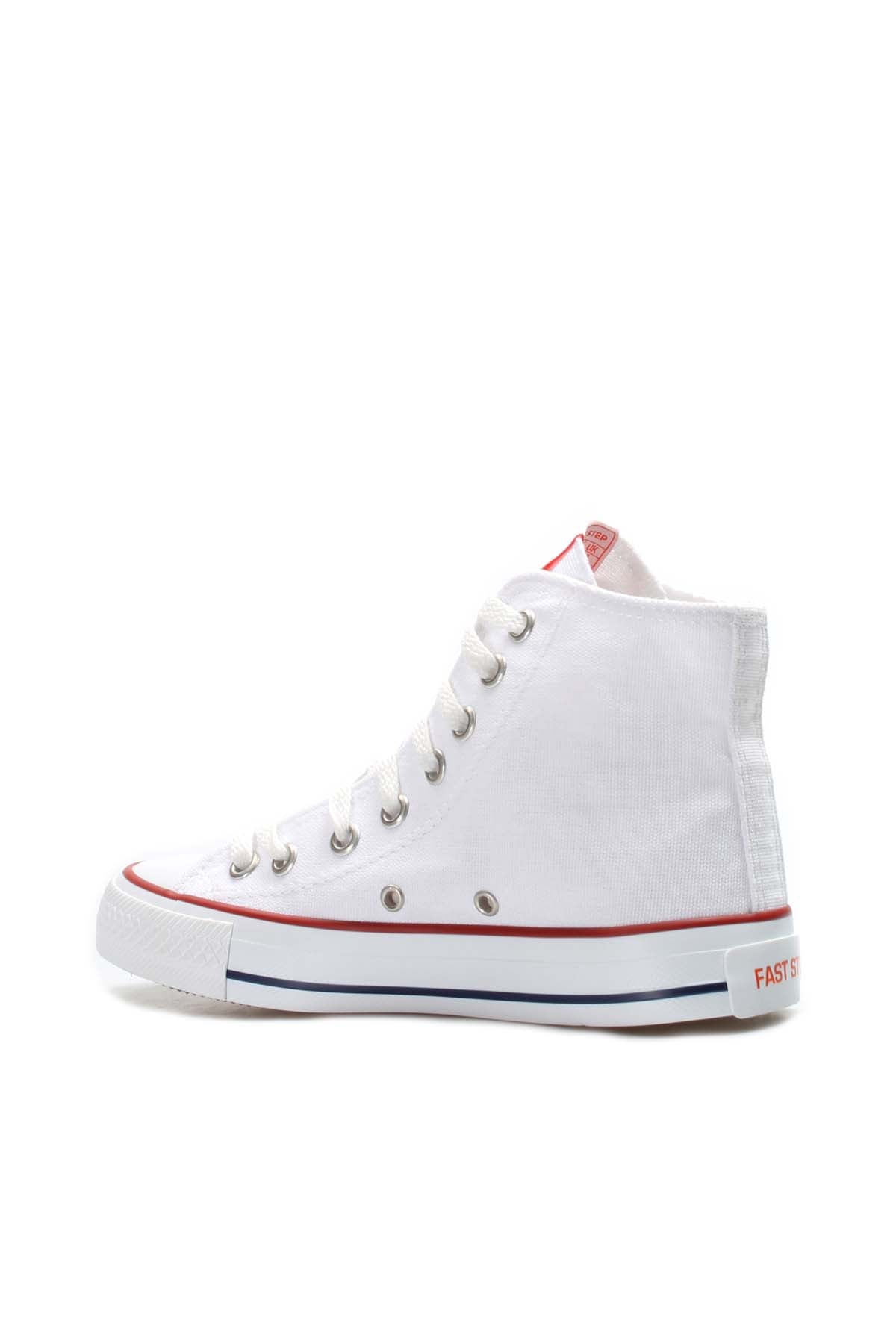 KOALA SYDNEY Men's White High-Top Canvas Sneakers with Red Stripe Detail