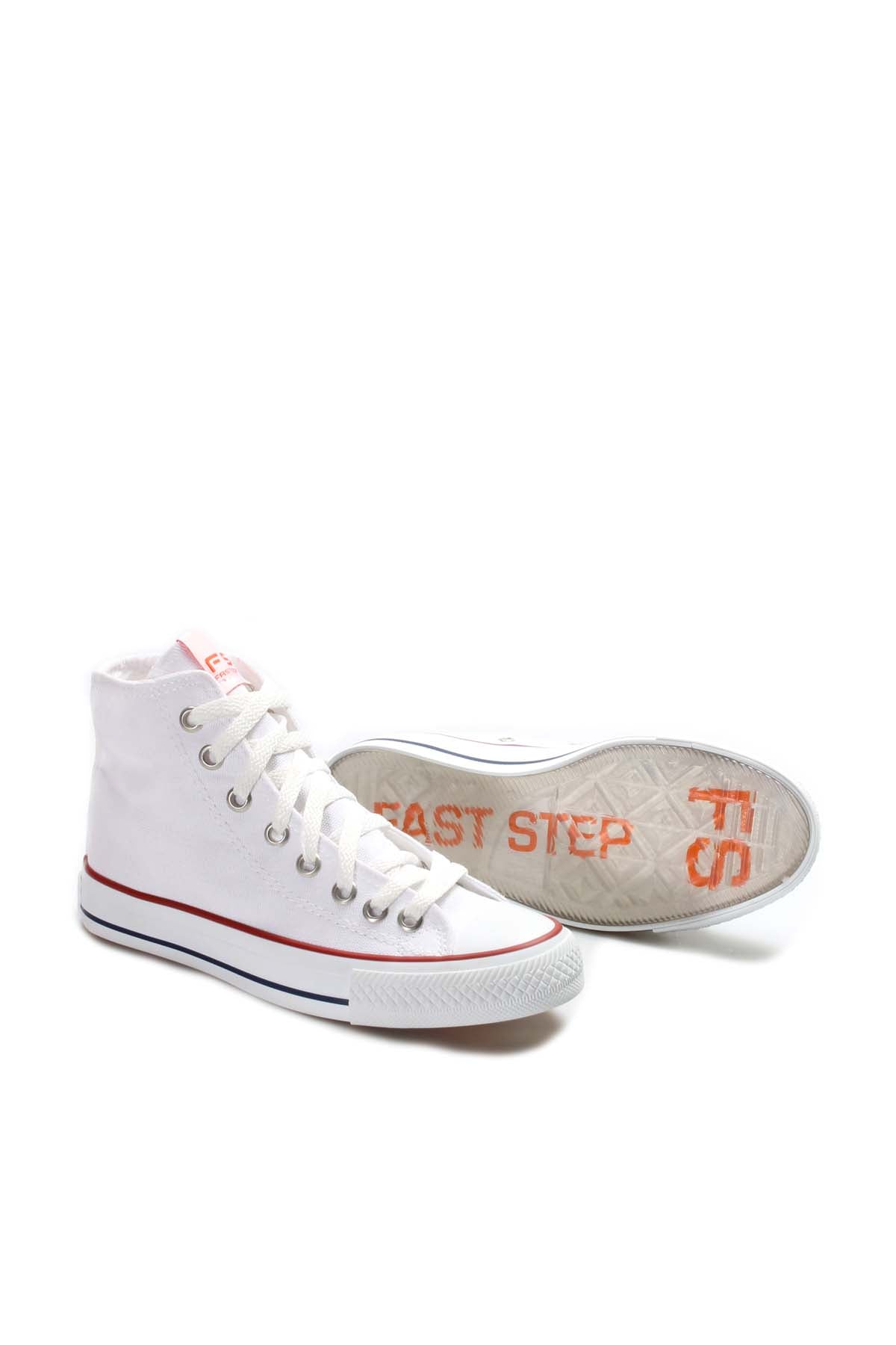 KOALA SYDNEY Men's White High-Top Canvas Sneakers with Red Stripe Detail