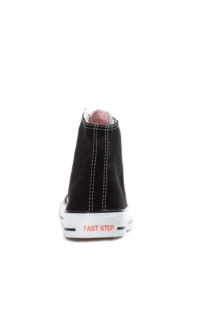 Men's Black High-Top Canvas Sneakers with White Laces