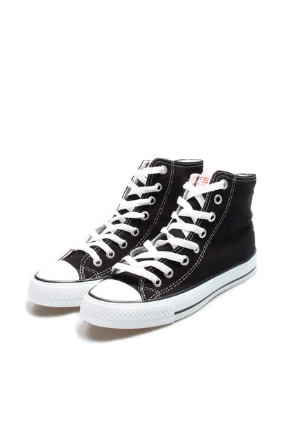 Men's Black High-Top Canvas Sneakers with White Laces